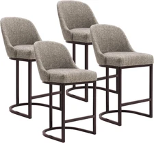 214965 Barrelback Counter Stool with Metal Base, Set of 4, for Elevated Kitchen 