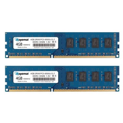 8GB Kit (2X4GB) DDR3 1066 PC3 8500U 4GB DDR3 8500 Dimm 2Rx8 240-pin CL7 1.5V ...