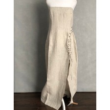 Reformation Tania Dress Women's Size 12 Linen in Oatmeal NEW