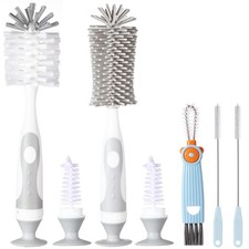 Ariseno 5-in-1 Baby Bottle Cleaner Set, Including Nylon Silicone Bottle Brush,