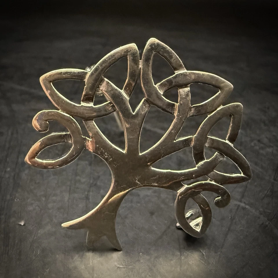 925 Sterling Silver Celtic Tree of Life Brooch, Knotwork Design, 5.13g - Image 3 of 4