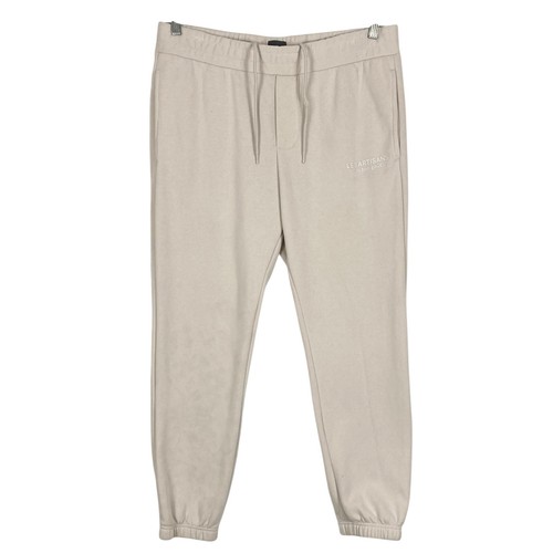 H&M Sweatpants Men L Jogger Cream French “Les Artisans” PullUp Drawstring Cotton