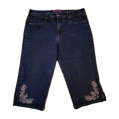 Gloria Vanderbilt Capris Size 16 Embroidered  Embellishments On Front Stretch 