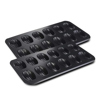 2 PCS Madeleine Pan Warp Resistant Shell Shape 12Cavity Nonstick Bakeware
