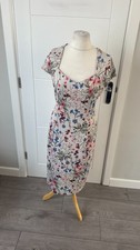 M&S Collection Ivory Floral Tailored Pencil Occasion Midi Dress UK 12 M B101