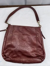 American Leather Co Purse Austin Hobo Shoulder Bag Pebbled Leather Rich Brown