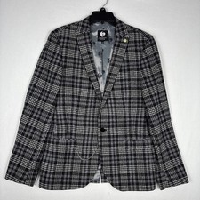 Twisted Tailor Blazer Men's 40R Gray Plaid Skull Grunge Jacket Chain Party Coat