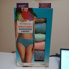 Fruit of the Loom Women's Breathable Cooling Stripes Briefs Size 7 L NEW Panties
