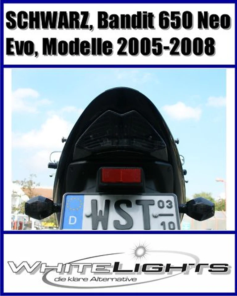 LED Feu Arrière Noir Suzuki Bandit GSF 650 N S K5 K6 K7 K8 Fumés Feux Arrière