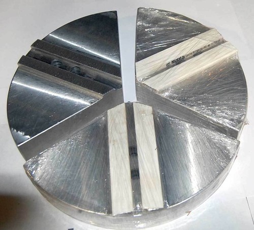 10"(D) x 3.0"(H) Full Grip Aluminum Pie Soft Jaws for Power Chucks 1 Set (3 Pcs) - Foto 2 di 4