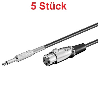 5m Audio Mikrofon Kabel XLR Kupplung Buchse 3 polig auf 6,3mm Klinke Stecker