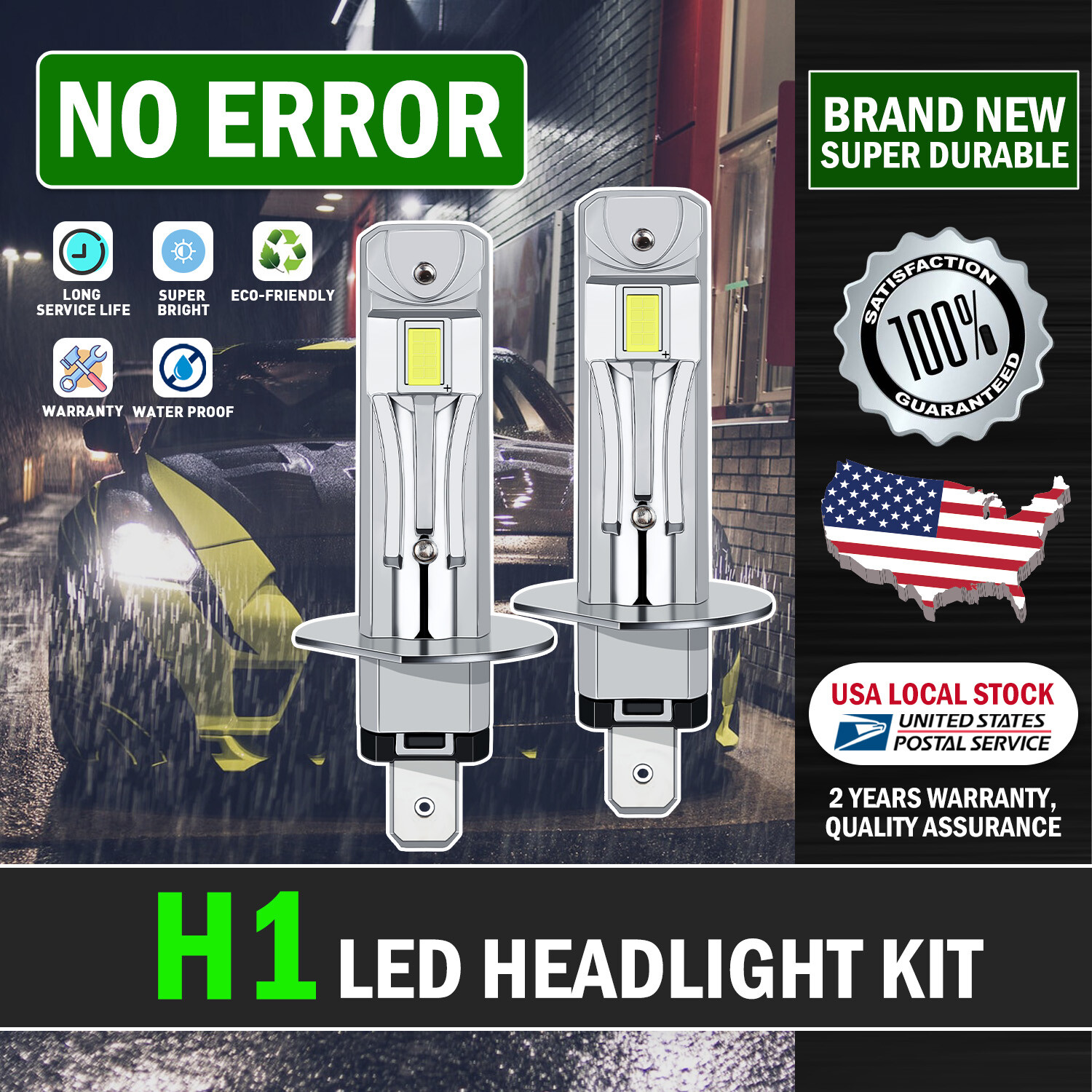 MODIGT H1 Super White 6000K CANbus LED Headlight Bulbs High Low Beam Combo of 2