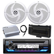 JVC Marine Bluetooth CD Receiver, Amp, 2x 5.25" 180W Speakers, Cover White 