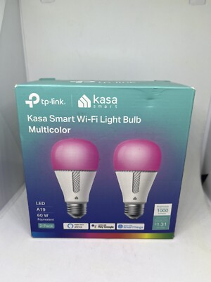 SEALED TP Link Kasa Smart Wi-Fi Light Bulb (Multicolor 2-Pack) 1000 Lumens.