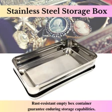 Stainless Steel Rectangular Accessory Container Used for Jewelry Items 10"x6"x2"