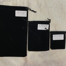 Jewelry Bags Black Velvet Cloth Drawstring Gift Sack 3.5"x2.5", 5.5"x4", 9"x6"
