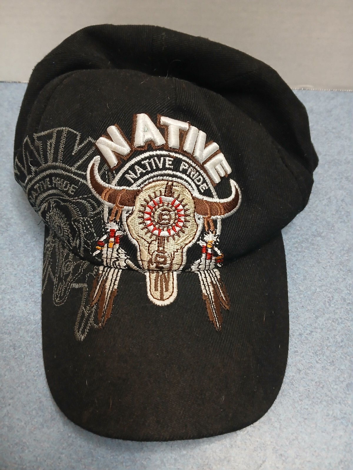 Bull Skull Native Pride Indian Feathers Embroidered B… - Gem