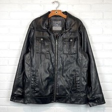 Vintage Whispering Smith Black Vegan Leather Moto Jacket L