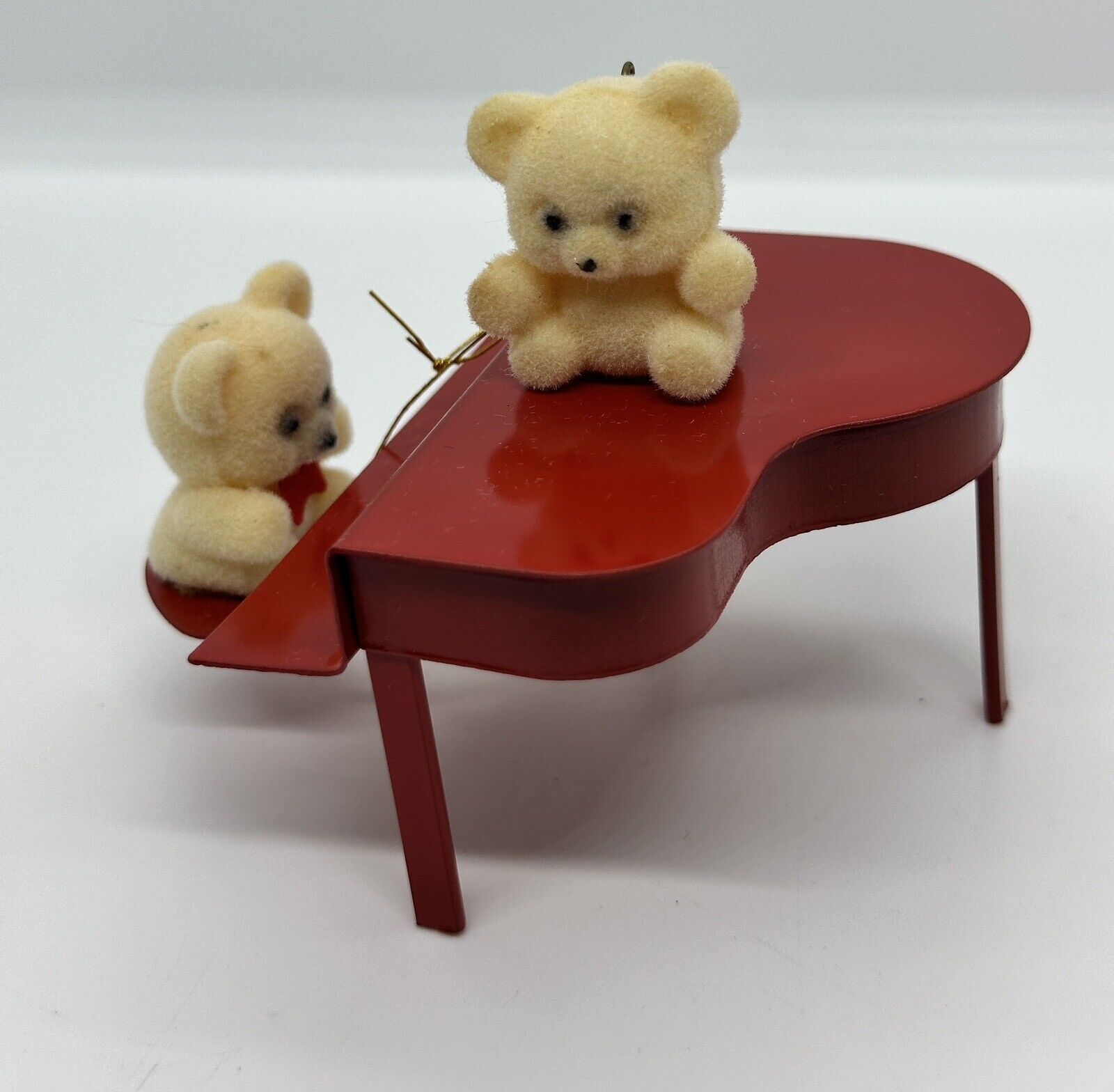 Avon Teddy Bear Gift Collection Ornaments Teddies on Piano Red Metal Piano