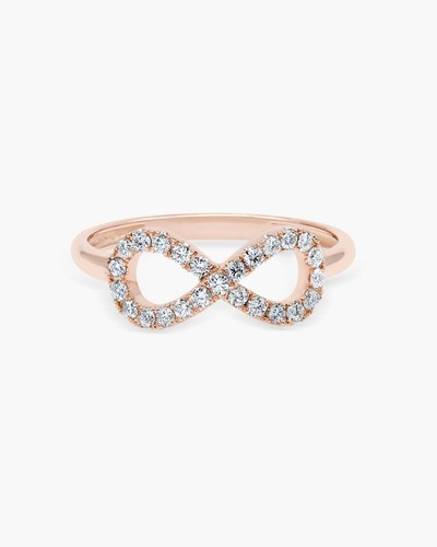 Diamond Infinity Ring 14k Solid Gold Engagement Ring For Wedding Proposal Gift.