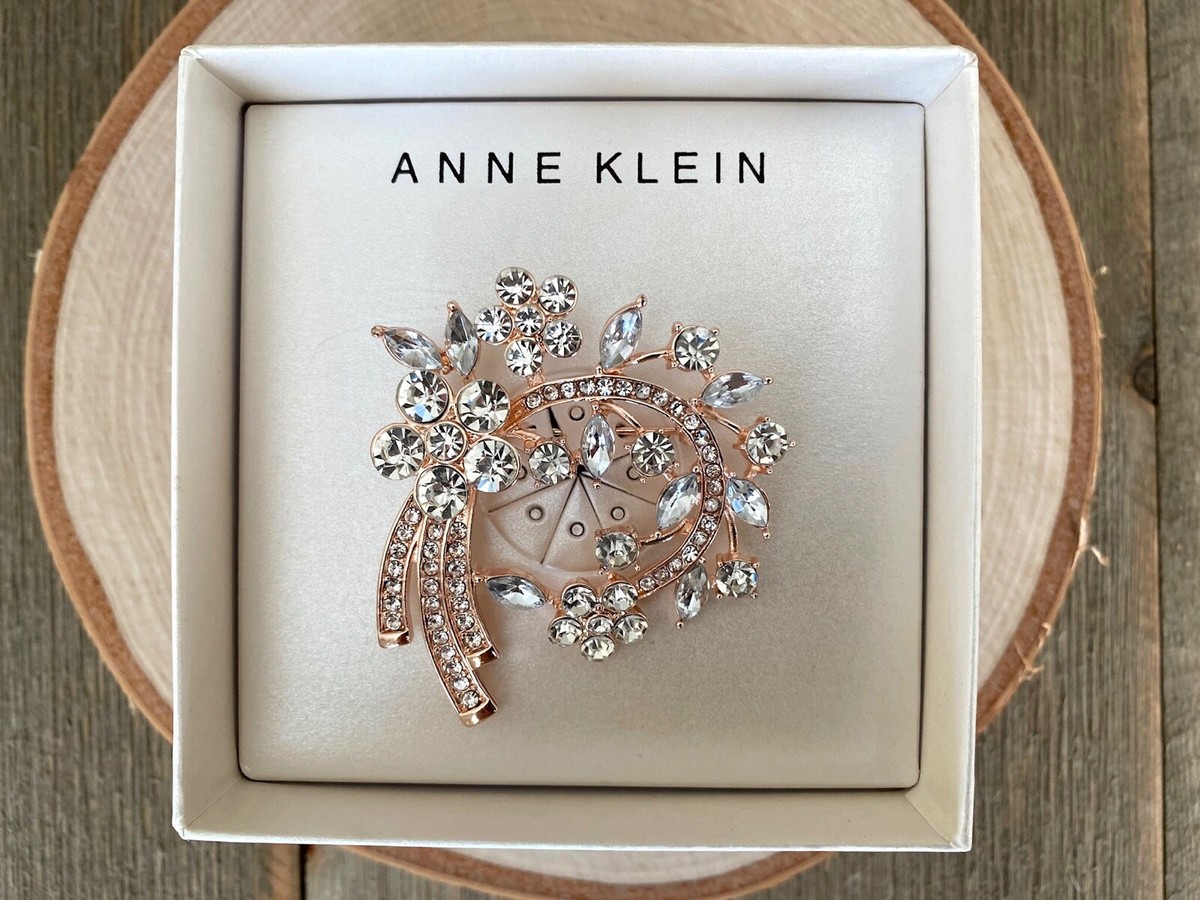 Pin Brooch Anne Klein Floral Wreath Rhinestones New in Box