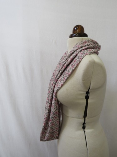 Loop Scarf, Jersey Cotton, "Morris Rose", Pink, Green, 24cm Wide, Double Loop. - Picture 12 of 13