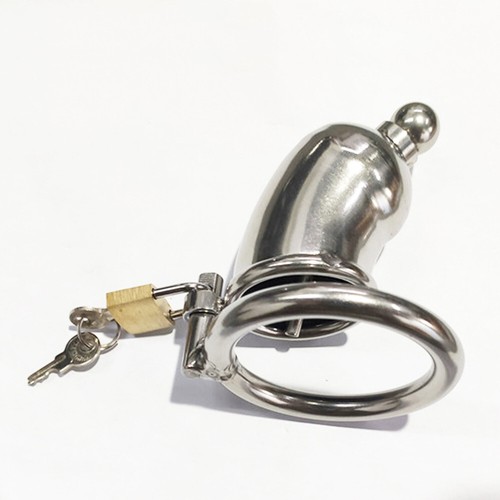 New Stainless Steel Male Chastity Cage Device Men Short Metal Locking Belt - Picture 17 of 63