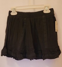 NWT GIRLS MUDD BLACK TIE CROCHET TRIM SHORT with attached slip SKIRT SIZE 10