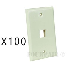 100 Pack Lot Keystone 1 Hole Port Jack Network Wall Face Plate CAT5e CAT6 Almond