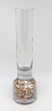 Clear Glass Flower Vase Crushed Seahells Base Coastal Beach Nautical Ocean 10.5"