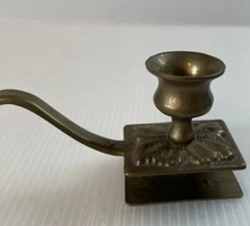 Brass Candle Stick Holder & Matchbox Insert Holder Ornate Vintage