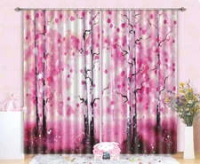 3D Watercolor Pink Trees ZHUA3131 Photo Curtain Window Blockout Fabric Amy 2023