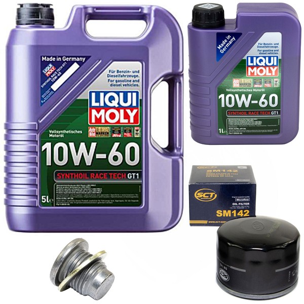MotoröL Set 10W-60 Liqui Moly 6 Liter + ÖLfilter + Schraube FüR Opel Renault 2.0-image