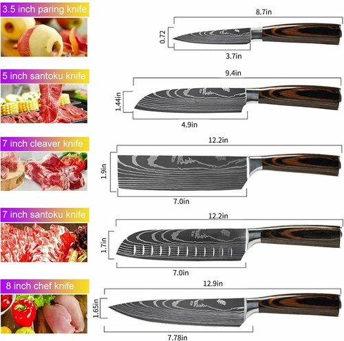Küchenmesser Profi Kochmesser Japanisches Damast Edelstahl Santoku Messer Scharf - Bild 42 von 48