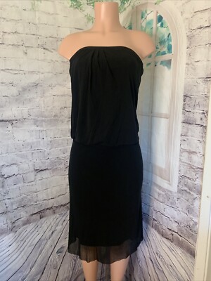 Arden B Women's Strapless Dress Size Small Black Stretch Chiffon Lined |  eBay