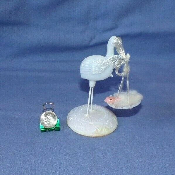 Miniatura Baby Shower Decoración de Pasteles Estatuilla Cigüeña Columpio Bebé De Colección 4" Foto 4 de 4