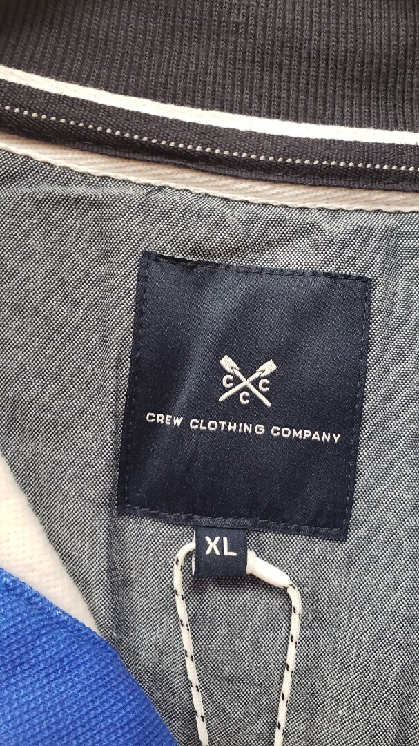 CREW CLOTHING COMPANY Men's Blue White Half Zip Long Sleeve Top Size X