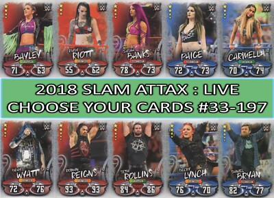 Topps WWE Slam Attax LIVE 2018 BASE SUPERSTAR Karten #33 bis #197