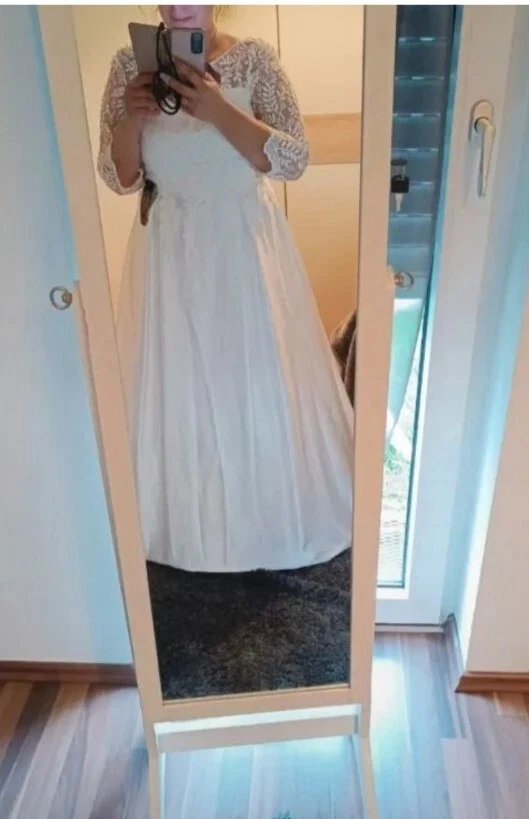 Hochzeitskleid Neu Elegant 44 Brautkleid Creme weiß Kleid - Bild 4 von 4