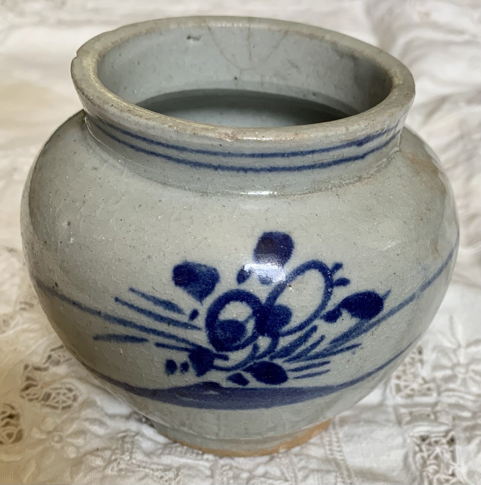 Antique Korean 19th Century Joseon Blue & White Jar Vase eBay