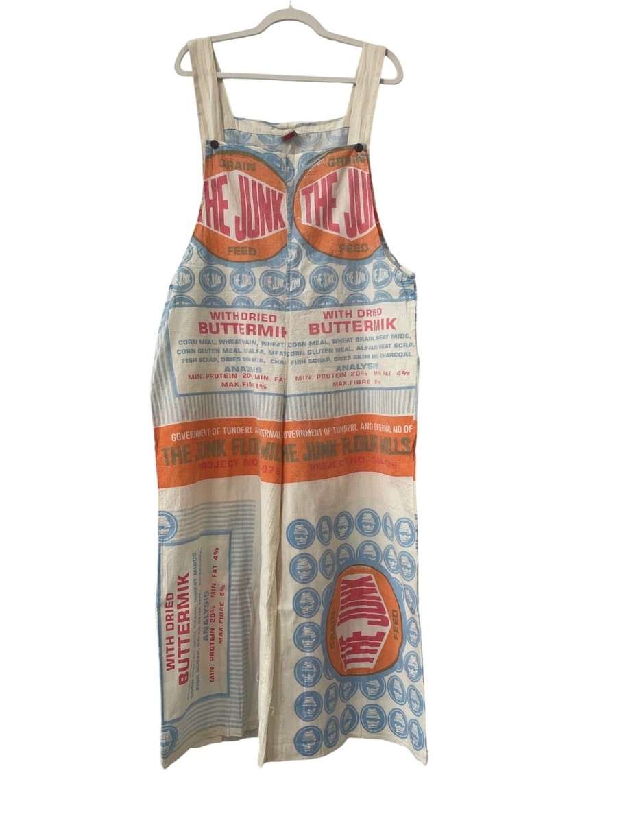 The Junk Vintage Sack Jumpsuit Flour Mills Retro Print Cotton 