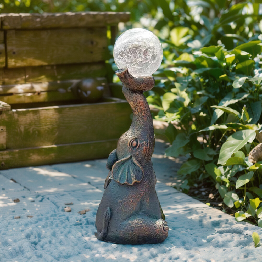 Solarleuchte Elefant Aus Harz – Deko & Beleuchtung Für Garten & Terrasse, 25 Cm, Wetterfest, Automatisch