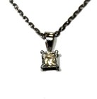 GIA certified 14k white gold .36ct princess diamond solitaire pendant necklace — photo 2