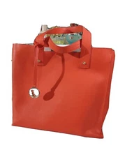 FURLA Musa Medium Saffiano Genuine Leather Tote Women Orange EUC