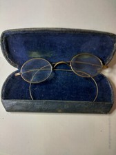 antique wire framed glasses with case 1890 to 1910