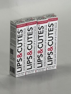 Pack of 4 - CLEARSTEM Lips & Cutes Acne-Safe Hydrating Lip & Cuticle Balm 0.5 oz