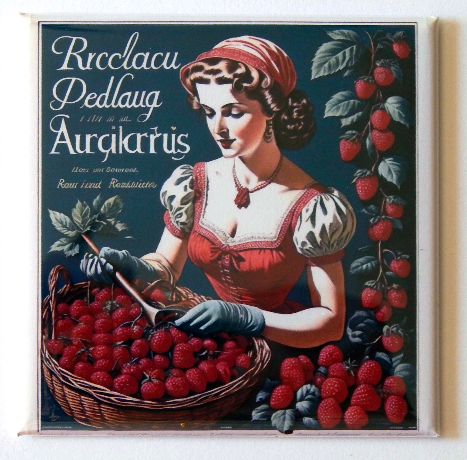 Woman with Raspberries FRIDGE MAGNET "style B"