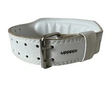 Uppper Weight Lifting Belt White Vegan Leather  Unisex Size M