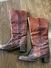 READ Vintage Frye 1970s Black Label Tall Knee High Boots Women’s Size 8 RESTORE