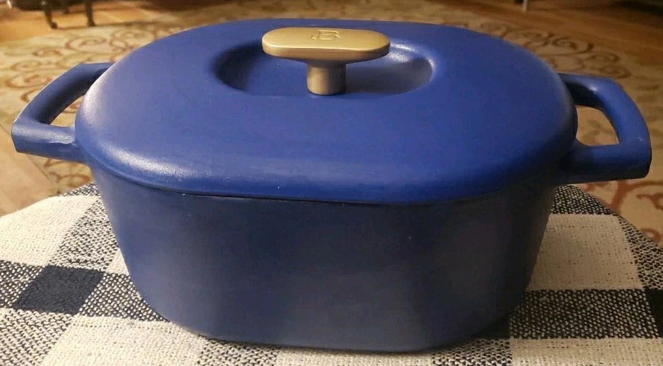 Beautiful By Drew Barrymore 6 Qt Enamel Cast Iron Dutch Oven Blueberry Pie Color